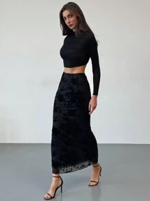 Aloruh Falda entallada con estampado floral minimalista para mujer, uso casual diario