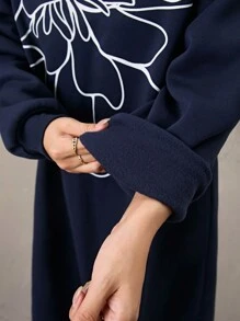 Mulvari 女式花卉印花圆领长袖休闲卫衣裙秋冬