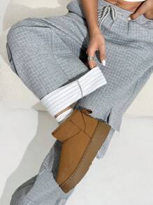 Flirla 女士休闲运动裤，块状纹理面料，多口袋运动裤