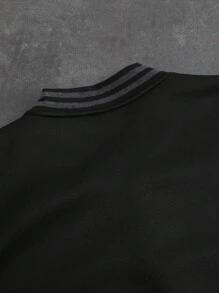 Manfinity EMRG Áo khoác lót họa tiết đầu lâu phối màu đơn giản cho nam mùa thu/đông - màu đen - Xem 3