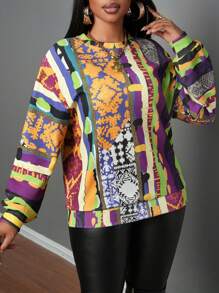 Slaydiva Women's Vacation Style Print Pattern Sweatshirt - Yellow - View 7