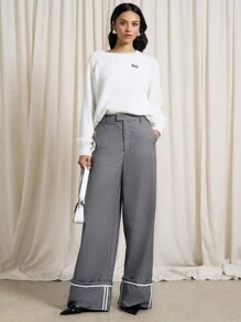 AiiRZ Turn Up Tailored Wide Leg Trousers