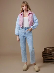 WESTFADE Spring Two Tone Colorblock Floral Patterned Brocade Jacquard Long Sleeve Cropped Jacket Nashville Outfits