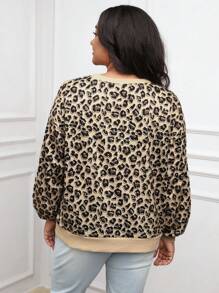 SHEIN LUNE Plus Size Women Leopard Print Round Neck Long Sleeve Casual Loose Sweatshirt, Autumn/Winter Thanksgiving Outfit Women New Years Women Outfit Winter Dresses Winter Clothes Women Rave Outfits Winter Clothes For Women Tops Hoodies Hoodie Hoodies Women New Years Women Outfit Winter Sweatshirt Tops Women Winter Coat Women Sweatshirts Top De Winter Outfits For Women Crop Top