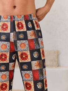 Manfinity ChillVibe Men's All-Over Print Casual Lounge Pants, Daily Leisure Wear - Black - View 5