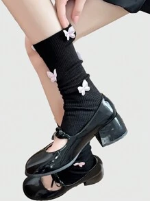 ROMWE Kawaii 1 para damskich różowych ocieplaczy na nogi z motywem motyli