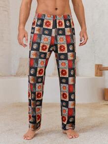 Manfinity ChillVibe Men's All-Over Print Casual Lounge Pants, Daily Leisure Wear - Black - View 3