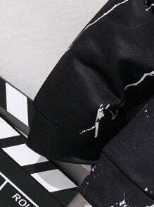 SHEIN Áo nỉ trắng in họa tiết đá cẩm thạch cho bé trai tuổi teen, quần áo mùa thu cho bé trai, quần áo mùa thu cho bé trai có sẵn với áo sơ mi đỏ, áo len dễ thương, áo khoác cardigan đỏ, áo khoác cardigan dáng rộng, áo khoác cardigan nâu, áo sơ mi mùa thu, áo sơ mi đen. Áo khoác cardigan nâu, áo sơ mi mùa thu, áo sơ mi đen. - màu đen - Xem 6