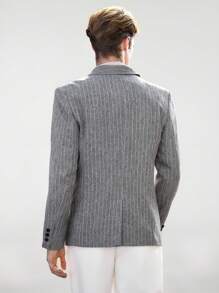 Manfinity VCAY Men's Woven Striped Fit Business Casual Long Sleeved Lapel Suit Jacket Suitable For Daily Wear - Multicolor - View 2