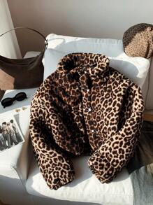 Comfortcana Women's Woven Leopard Print Winter Coat - Multicolor - View 5