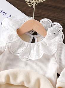 SHEIN Vintaside Kids 女婴甜美优雅刺绣蕾丝针织套头衫，秋冬