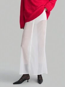 Ontre 1 件半透明裙子，时尚白色长裙，适合秋冬装 - 白色 - 查看 6