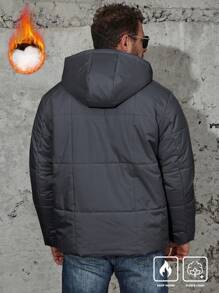Manfinity Homme Abrigo acolchado con capucha informal para hombre talla grande, de invierno