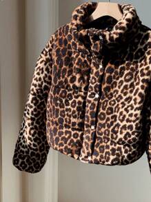 Comfortcana Women's Woven Leopard Print Winter Coat - Multicolor - View 2
