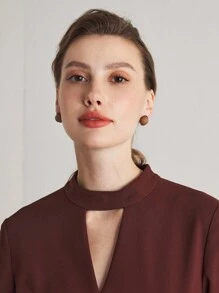 女士纯色方形汉堡耳钉，适合日常和节日佩戴 - 彩色 - 查看 4