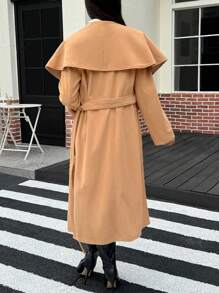 INAWLY Manteau ample élégant et décontracté à large revers pour femmes, convient pour l'automne et l'hiver - Kaki - Voir 2