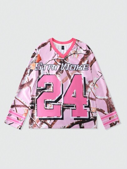 Street Life Camiseta deportiva de manga larga con estampado de camuflaje de rama estéril para hombre, ropa de calle