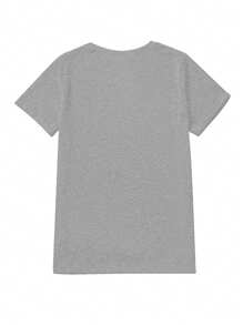 SHEIN CURVE+ Plus Size Casual Round Neck Short Sleeve Letter Print T-Shirt Graphic Tees Women Tops