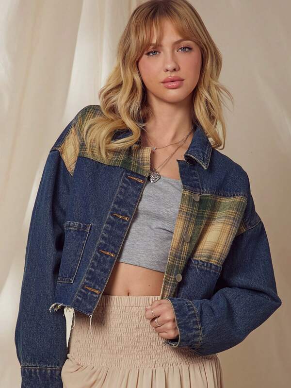 WESTFADE Premium Denim Western Karotenmuster Patchwork 91% Baumwolle Denim Jacke
