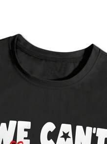 Manfinity EMRG Bộ quần dài và áo thun cổ tròn tay ngắn in chữ cho nam, thường ngày - màu đen - Xem 7