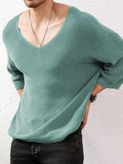 Manfinity Homme 男士休闲纯色针织毛衣浅色男士浅绿色上衣