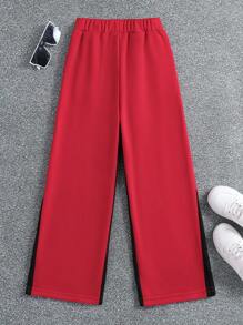 SHEIN Boys Cartoon Letter Print Elastic Waist Drawstring Slant Pocket Sports Sweatpants - Red - View 2