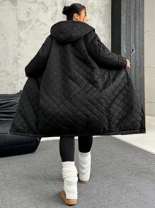 SHEIN EZwear 超长绗缝加厚保暖大衣，秋冬款