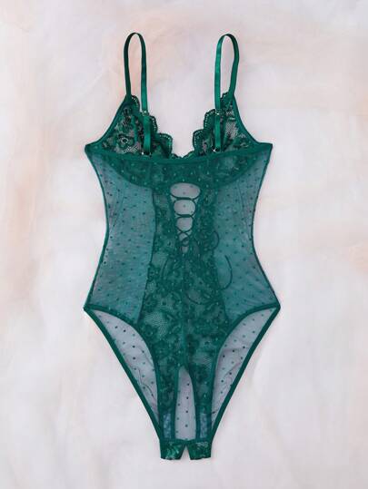 Seduluxe 1pc Verleidelijke Kanten Mesh Contrast Bodysuit Lingerie Going Out view 2