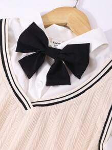 SHEIN Tween Girls 2 Pcs Set - Shirt-Style Tank Top & Flared Print Pants With Scarf - Apricot - View 3