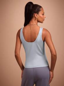 COSMINA 女士灰色字母与国旗印花基本款吊带背心，秋冬分层搭配 - 灰色 - 查看 2