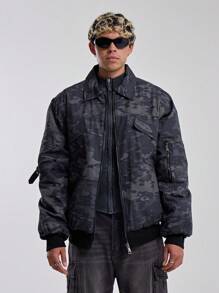 Musero Men Camo Moto Jacket - Multicolor - View 1