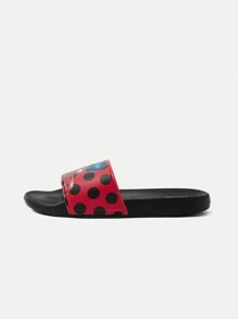 Miraculous Ladybug X SHEIN Cartoon Figure And Polka Dot Print Slippers, Lightweight For Indoor And Outdoor Wear, Spring Shoes, Spring Break Easter For Casual Beach Style