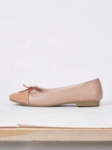 CUCCOO DOLLMOD Color Block Bow Decor Elegant Sweet Fashion Flat Shoes Spring Shoes Spring Break Easter - Apricot - View 3