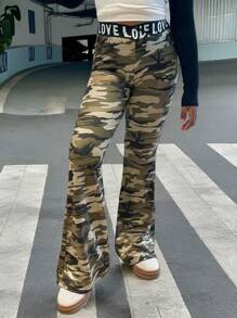 Slaydiva Tween Girl 运动休闲针织迷彩喇叭裤 - 彩色 - 查看 7