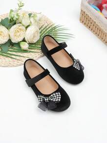 Girls' Fashion Bowknot Plush Soft Bottom Flats, Princess Shoes, New Versatile Flat Shoes