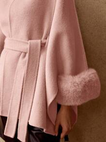 MOTF PREMIUM WOOL FUZZY CUFF OVERCOAT - Pink - View 2