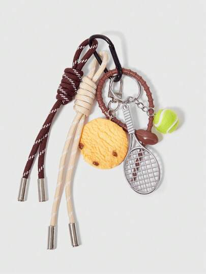 1pc Street Style Bear With Racquet Bag Charm/Keychain