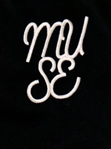 MUSERA Calça de moletom com punho e logo bordado, ideal para férias e viagens no aeroporto. - Preto - Ver 5