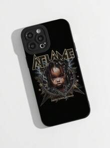 ROMWE Grunge Punk 1pc Child Pattern TPU Frosted Anti-Fall Phone Case Compatible With Apple IPhone