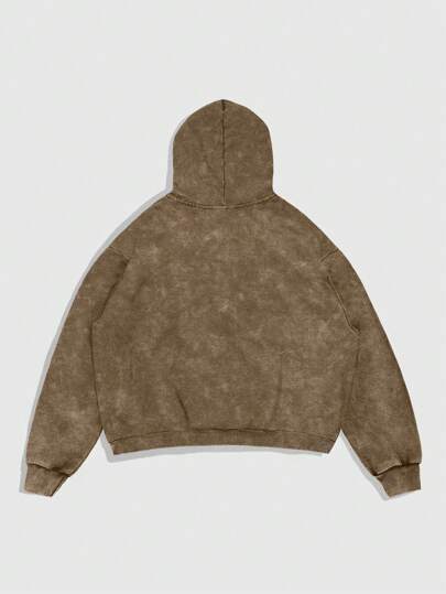 Street Life Men's Autumn Tooth Print Long Sleeve Casual Brushed Fleece Hooded Sweatshirt