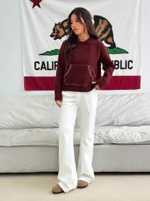 Flirla Maglione casual con maniche a raglan e tasche, colletto ampio, versatile per autunno/inverno, maglia in tricot - Multicolore - Visualizzare 3