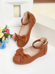 Girl's Beautiful Bow Decor Shoes, Suitable For Daily Wear, Autumn/Winter - Brown - View 2