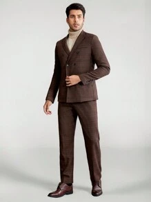 Manfinity VCAY Men's Double Breasted Plaid Suit Jacket And Trousers Set - Multicolor - View 1