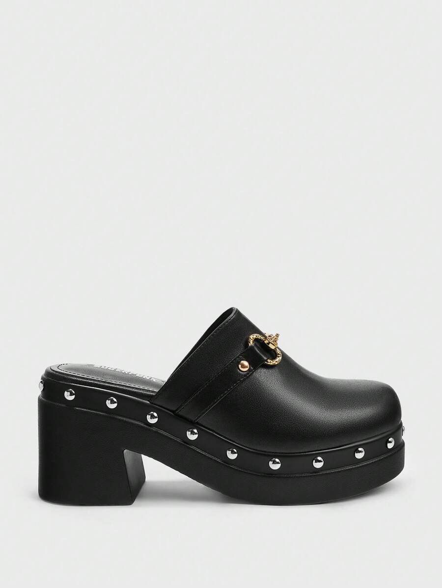 Sugerpunk 女士时尚黑色后系带木跟厚底鞋新年假期 - 黑色 - 查看 1