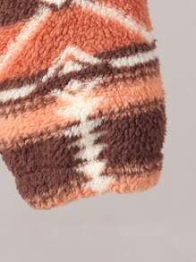 SHEIN 2 Stücke/Set Baby Jungen Langarm Hoodie & Lange Hose Set, Floral & Dreieck Fleece Trainingsanzug