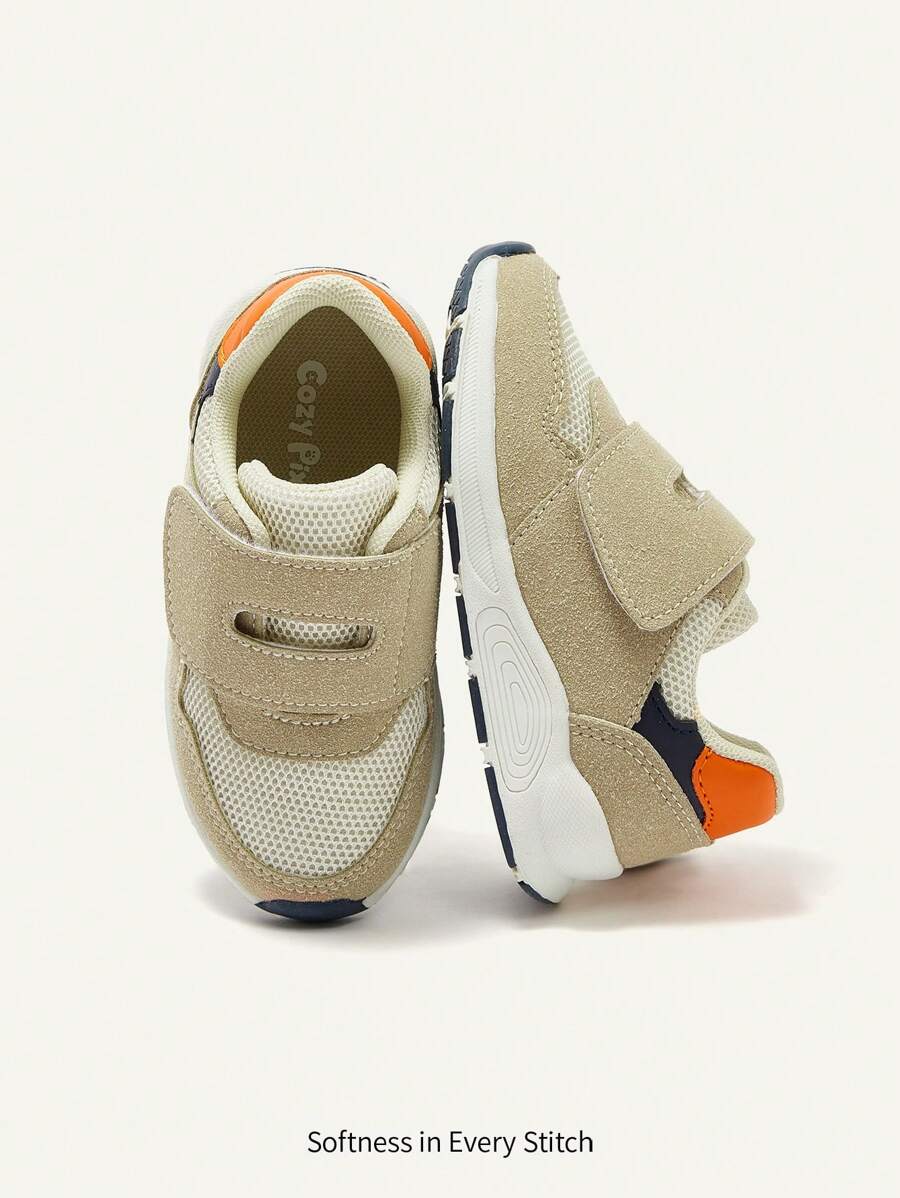 Zapatillas deportivas cómodas y antideslizantes para bebés y niños pequeños, de color claro y con diseño de patchwork versátil para todas las estaciones - Albaricoque - Ver 1