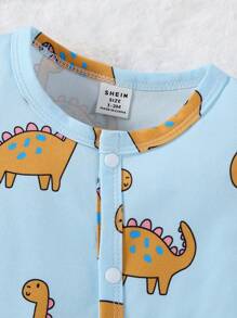 3 件套新生儿简约时尚可爱狮子恐龙鳄鱼动物印花长袖连身裤连体衣 - 彩色 - 查看 5