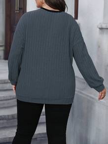 Calvaya Rozmiar Plus Damski Sznurówka Łączenie Kolorowe bloki Bluzy