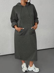 SHEIN EZwear 1pc Plus Size Plain Pullover Hoodie, Casual & Minimalist Style For Everyday Wear