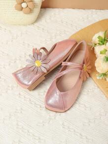 حذاء كاجوال مسطح للبنات مزين بالأقحوان، مناسب للارتداء اليومي، خريف/شتاء